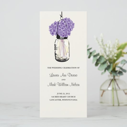 Rustic Mason Jar und Hydrangeas Programm (Stehend Vorderseite)