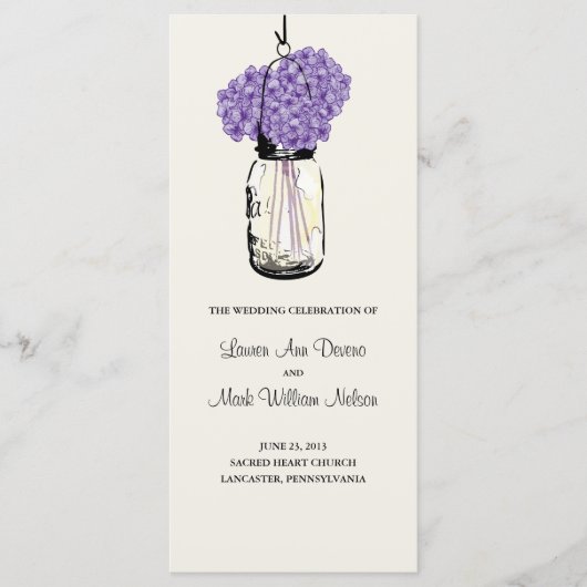 Rustic Mason Jar und Hydrangeas Programm (Vorderseite)