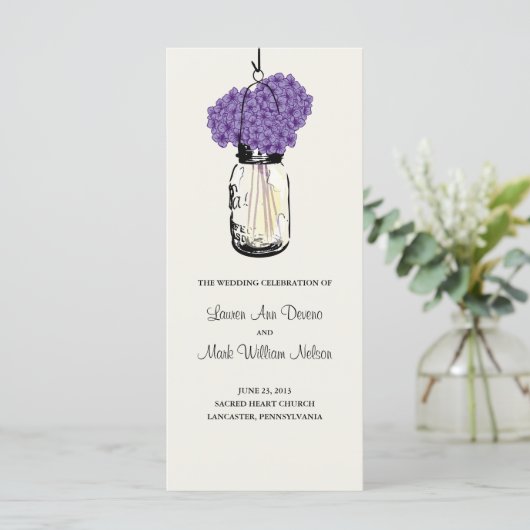 Rustic Mason Jar und Hydrangeas Programm (Stehend Vorderseite)