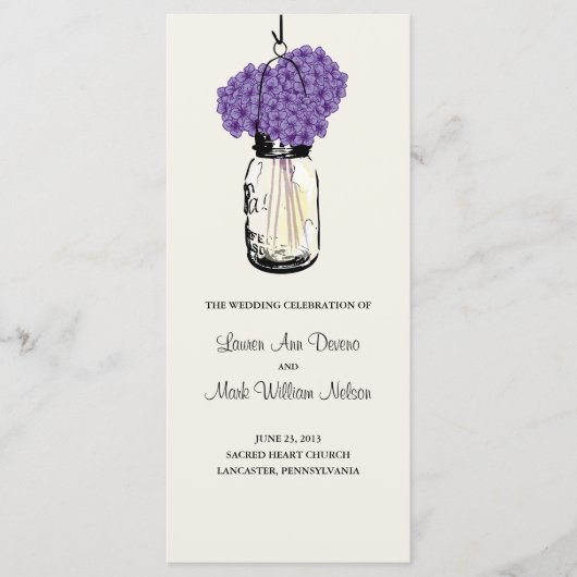 Rustic Mason Jar und Hydrangeas Programm (Vorderseite)