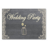 Rustic Mason Jar und Lace Wedding Party Table Card Tischnummer (Rückseite)