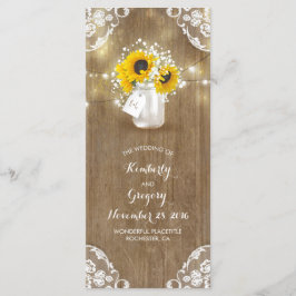 Rustic Mason Jar und Sonnenblumen Hochzeitsprogram Programm