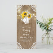 Rustic Mason Jar und Sonnenblumen Hochzeitsprogram Programm (Stehend Vorderseite)