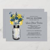 Rustic Mason Jar und Wildblume Brautparty Einladung (Vorne/Hinten)