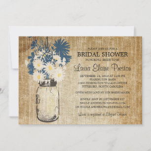 Rustic Mason Jar und Wildblume Daisies Einladung