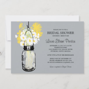 Rustic Mason Jar und Wildblume Daisies Einladung