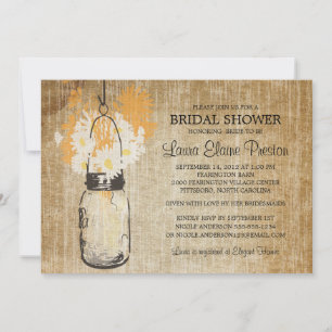 Rustic Mason Jar und Wildblume Daisies Einladung