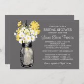 Rustic Mason Jar und Wildblume Daisies Einladung (Vorne/Hinten)