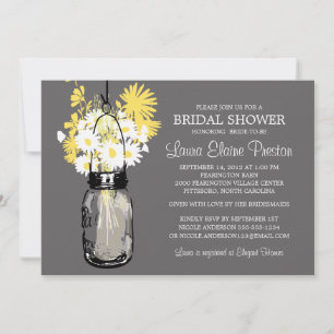 Rustic Mason Jar und Wildblume Daisies Einladung