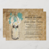 Rustic Mason Jar und Wildblume Daisies Einladung (Vorne/Hinten)