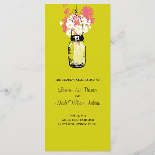 Rustic Mason Jar und Wildblume Daisies Programm (Vorderseite)