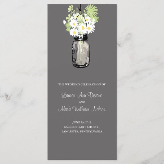 Rustic Mason Jar und Wildblume Daisies Programm (Vorderseite)