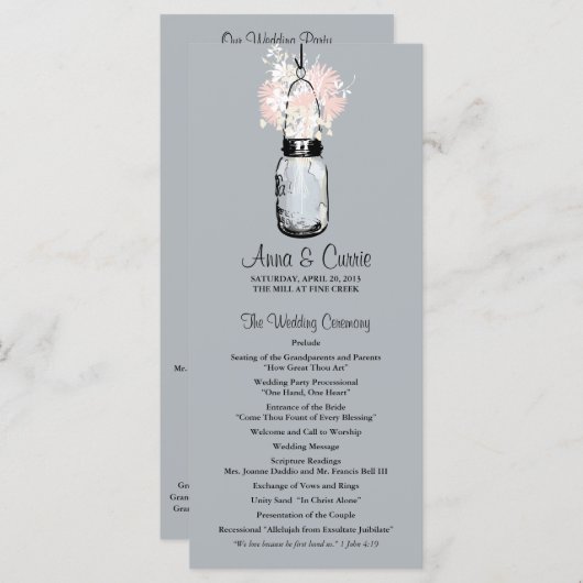 Rustic Mason Jar und Wildblume Programm (Vorne/Hinten)