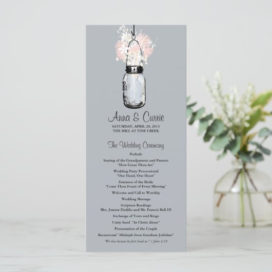 Rustic Mason Jar und Wildblume Programm (Stehend Vorderseite)