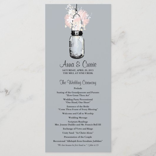 Rustic Mason Jar und Wildblume Programm (Vorderseite)