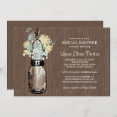 Rustic Mason Jar und Wildblumen Einladung (Vorne/Hinten)