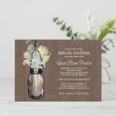 Rustic Mason Jar und Wildblumen Einladung (Stehend Vorderseite)