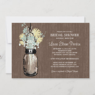 Rustic Mason Jar und Wildblumen Einladung