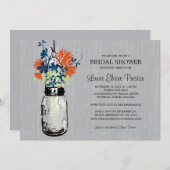 Rustic Mason Jar und Wildblumen Einladung (Vorne/Hinten)