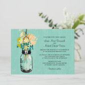 Rustic Mason Jar und Wildblumen Einladung (Stehend Vorderseite)