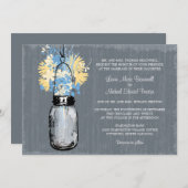 Rustic Mason Jar und Wildblumen Hochzeit Einladung (Vorne/Hinten)