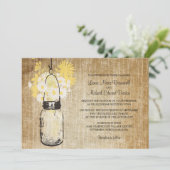 Rustic Mason Jar und Wildblumen Hochzeit Einladung (Stehend Vorderseite)