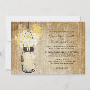 Rustic Mason Jar und Wildblumen Hochzeit Einladung