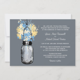 Rustic Mason Jar und Wildblumen Hochzeit Einladung
