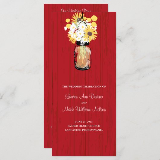 Rustic Mason Jar und Wildblumen Programm (Vorne/Hinten)