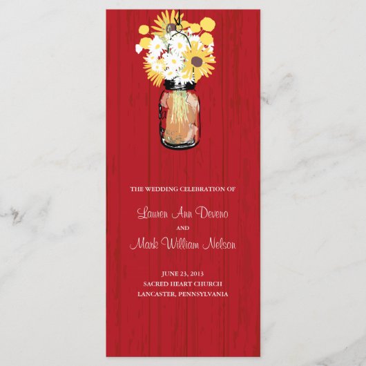 Rustic Mason Jar und Wildblumen Programm (Vorderseite)