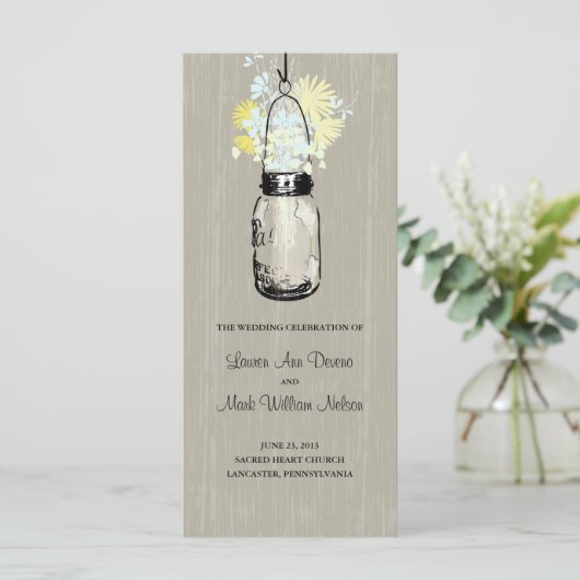 Rustic Mason Jar und Wildblumen Programm (Stehend Vorderseite)