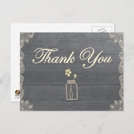 Rustic Mason Jar Vielen Dank Postkarten (Vorne/Hinten)