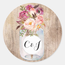 Rustic Mason Jar Watercolor Blume Wood Wedding