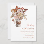Rustic Mason Jar Watercolor Blumenhochzeit Einladung (Vorderseite)