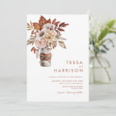 Rustic Mason Jar Watercolor Blumenhochzeit Einladung (Stehend Vorderseite)