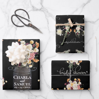 Rustic Mason Jar Watercolor Pesonalized Wedding Geschenkpapier Set