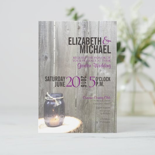 Rustic Mason Jar Wedding Einladung Vorlage (Stehend Vorderseite)