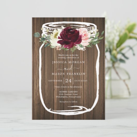 Rustic Mason Jar Wedding Einladungen (Stehend Vorderseite)