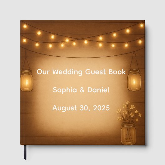 Rustic Mason Jar Wedding Guest Book Gästebuch (Vorderseite)