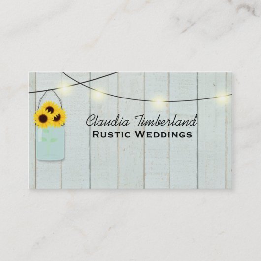 Rustic Mason Jar Wedding Planner Business Card Visitenkarte (Vorderseite)
