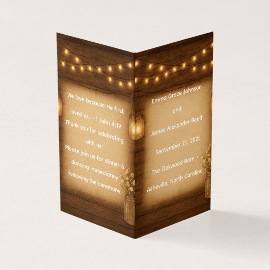 Rustic Mason Jar Wedding Programmvorlage (Vorderseite)
