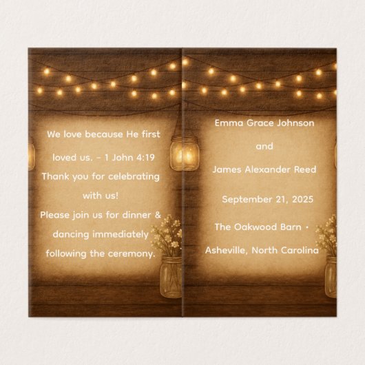 Rustic Mason Jar Wedding Programmvorlage (Außenseite Aufgefaltet)