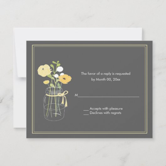 Rustic Mason Jar Wedding RSVP Response Cards Karte (Vorderseite)