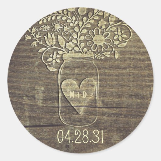 Rustic Mason Jar Wedding Stickers (Vorderseite)