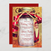 Rustic Mason Jar Weihnachtsfeste Party Einladungen (Vorne/Hinten)