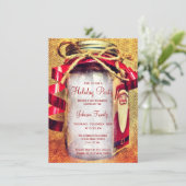 Rustic Mason Jar Weihnachtsfeste Party Einladungen (Stehend Vorderseite)
