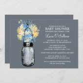 Rustic Mason Jar Wildblumen Babydusche Einladung (Vorne/Hinten)