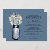 Rustic Mason Jar Wildblumen Babydusche Einladung (Vorne/Hinten)