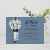 Rustic Mason Jar Wildblumen Babydusche Einladung (Stehend Vorderseite)