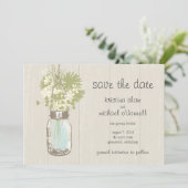 Rustic Mason Jar & Wildblumen Save the Date (Stehend Vorderseite)